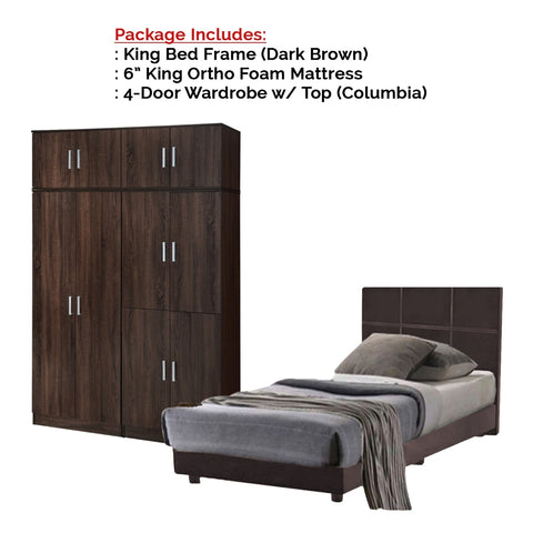 Image of Toluca Bedroom Set Series 5 Includes Wardrobe/Bed Frame/Mattress - All Sizes Available