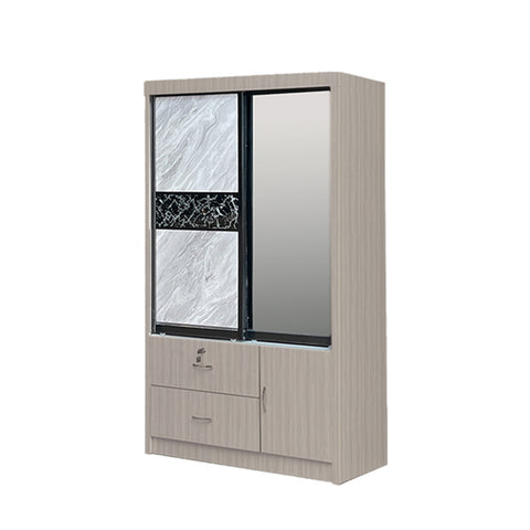 Image of Vitta Series 11 4 Ft. Sliding Glass and Mirror Door Wardrobe In White Wash