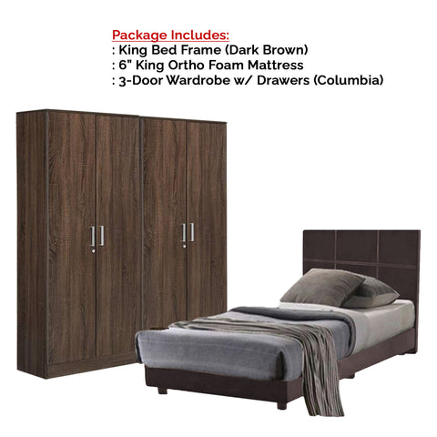 Image of Toluca Bedroom Set Series 6 Includes Wardrobe/Bed Frame/Mattress In Queen And King Size.Free Installation