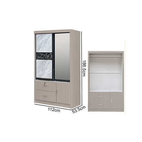 Image of Vitta Series 11 4 Ft. Sliding Glass and Mirror Door Wardrobe In White Wash