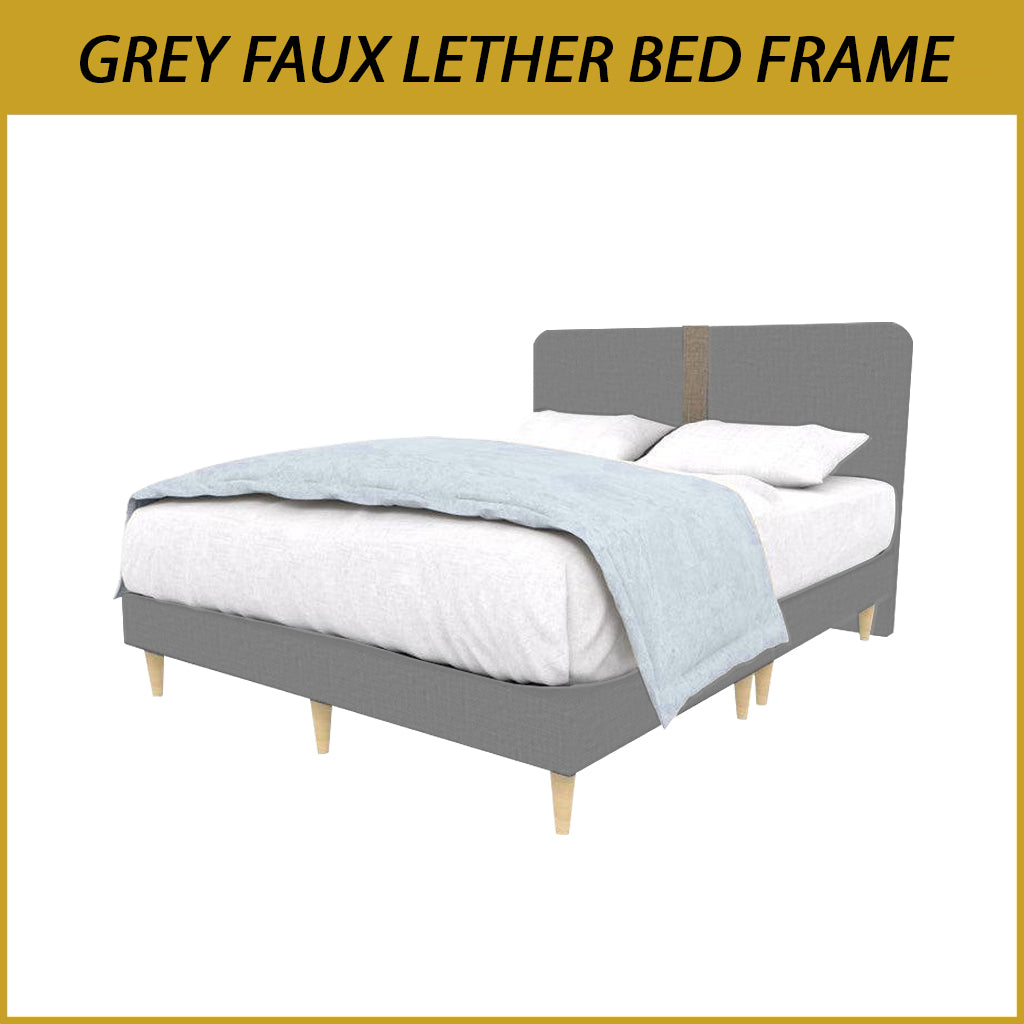 OIGAE Divan Bed Frame Fabric/Faux Leather in Grey Colours - All Sizes Available
