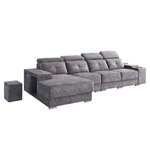 Hedwig L-Shaped Sofa Water Resistant Fabric in Grey Colour