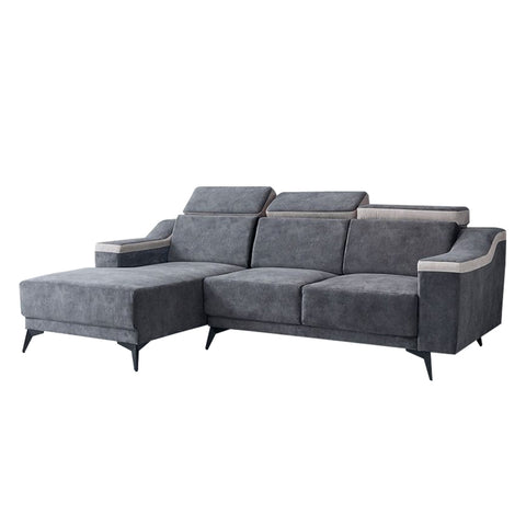 Image of Arvin Left/Right L-Shaped Sofa Adjustable High Back in Grey Fabric