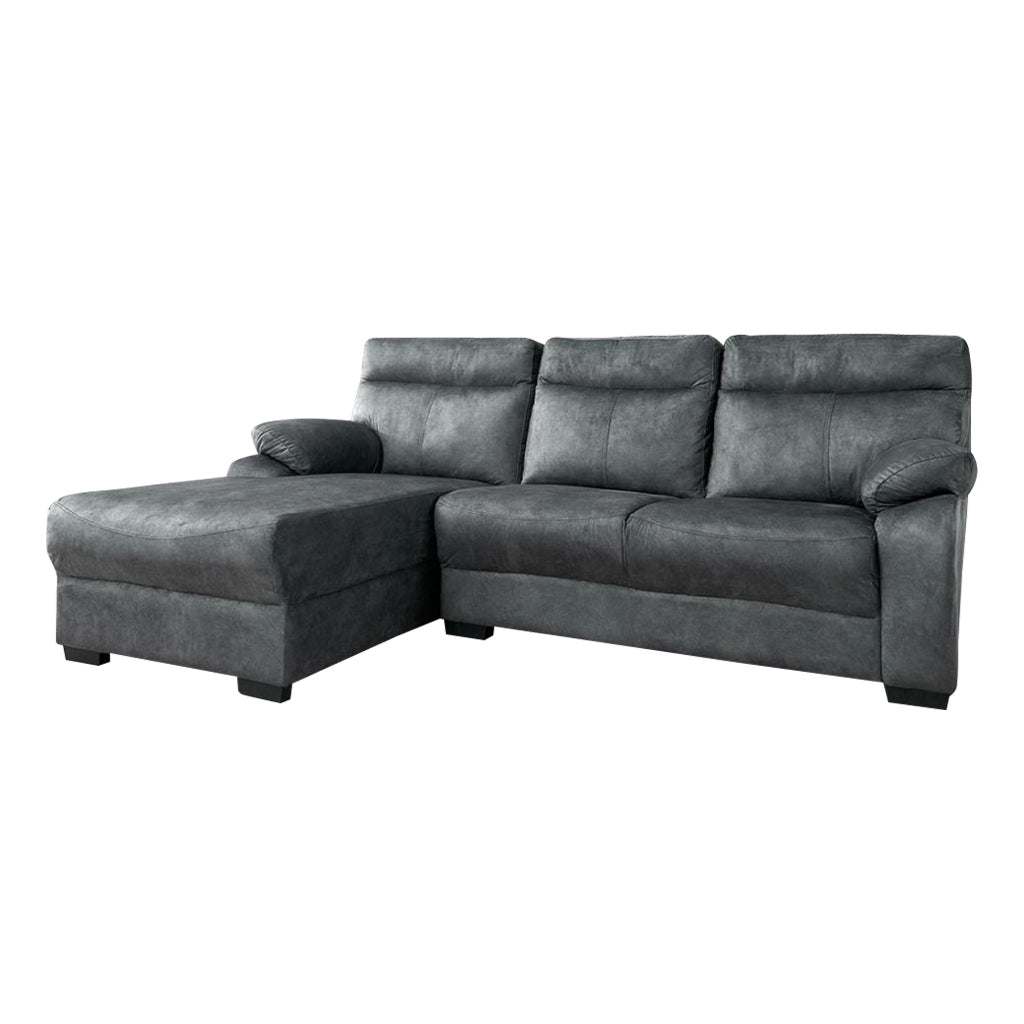 Janza Charcoal Fabric 1/2/3-Seater Left/Right L-Shaped Sofa in Charcoal Colour