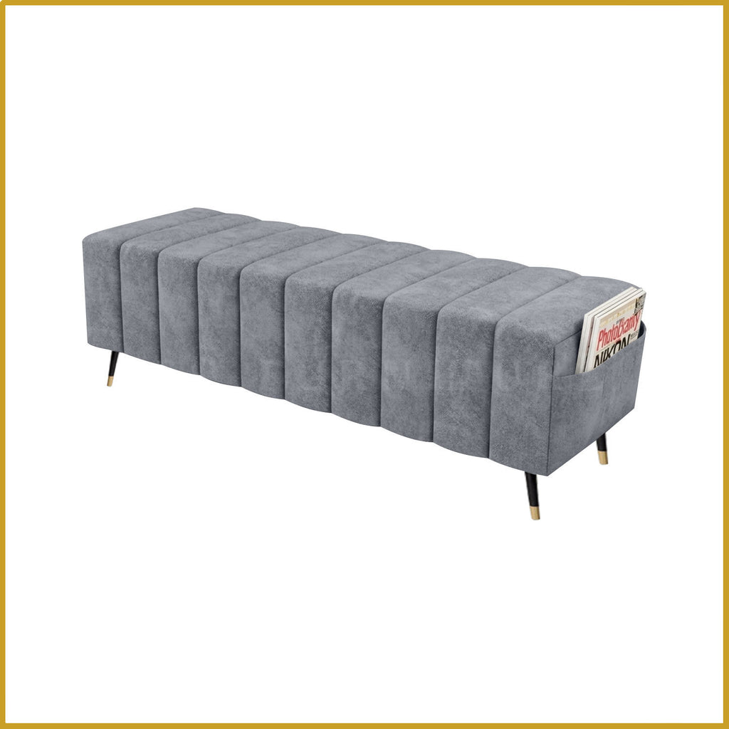 Moon Long Bench Chair High Density with Side Storage - 8 Colours