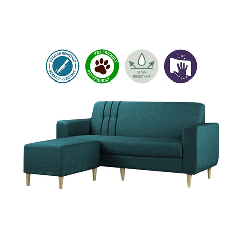 Image of Nican 3-Seater Sofa with Chaise in Pet Friendly Fabric Colours
