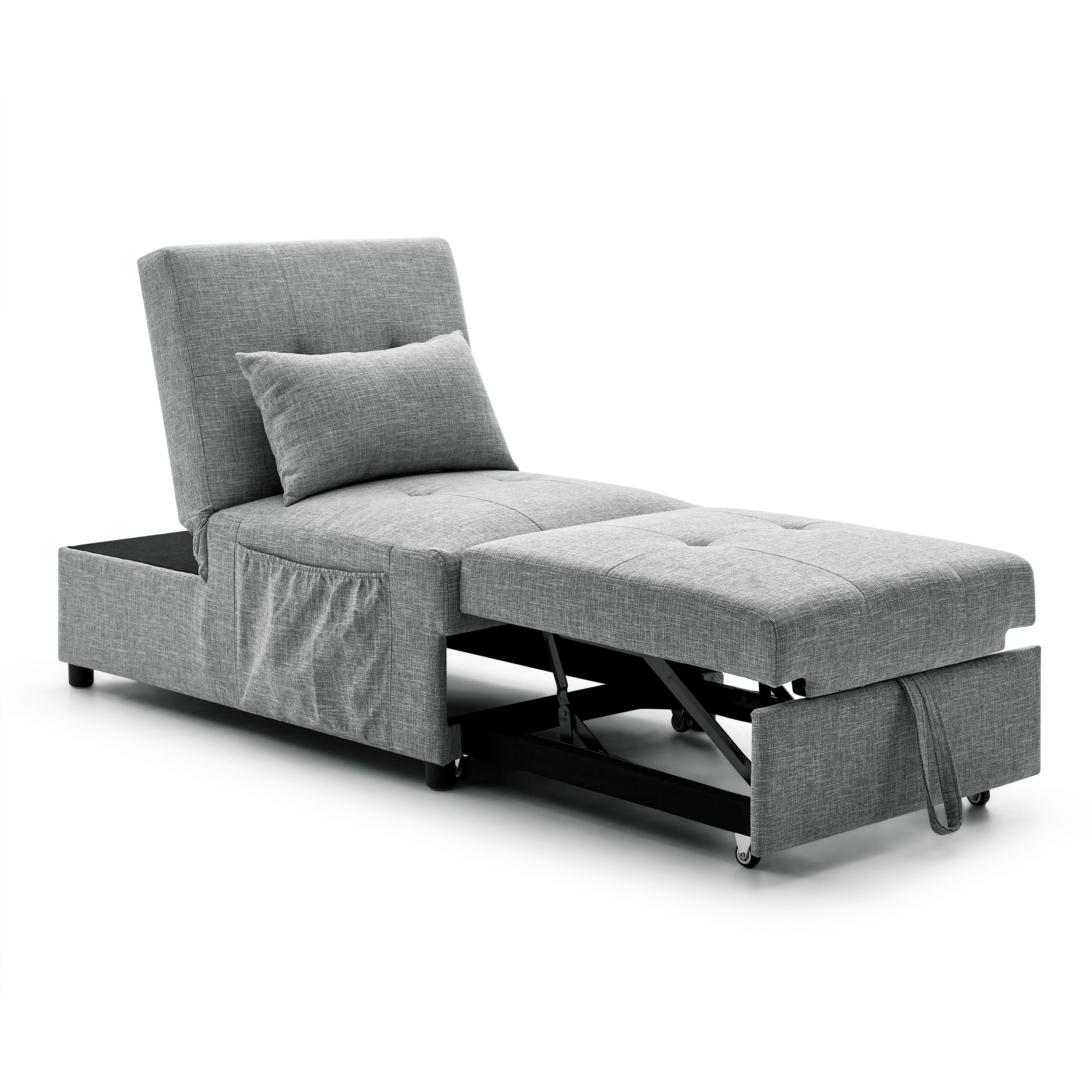 Kerry 1 Seater Sofa Bed in Grey Fabric