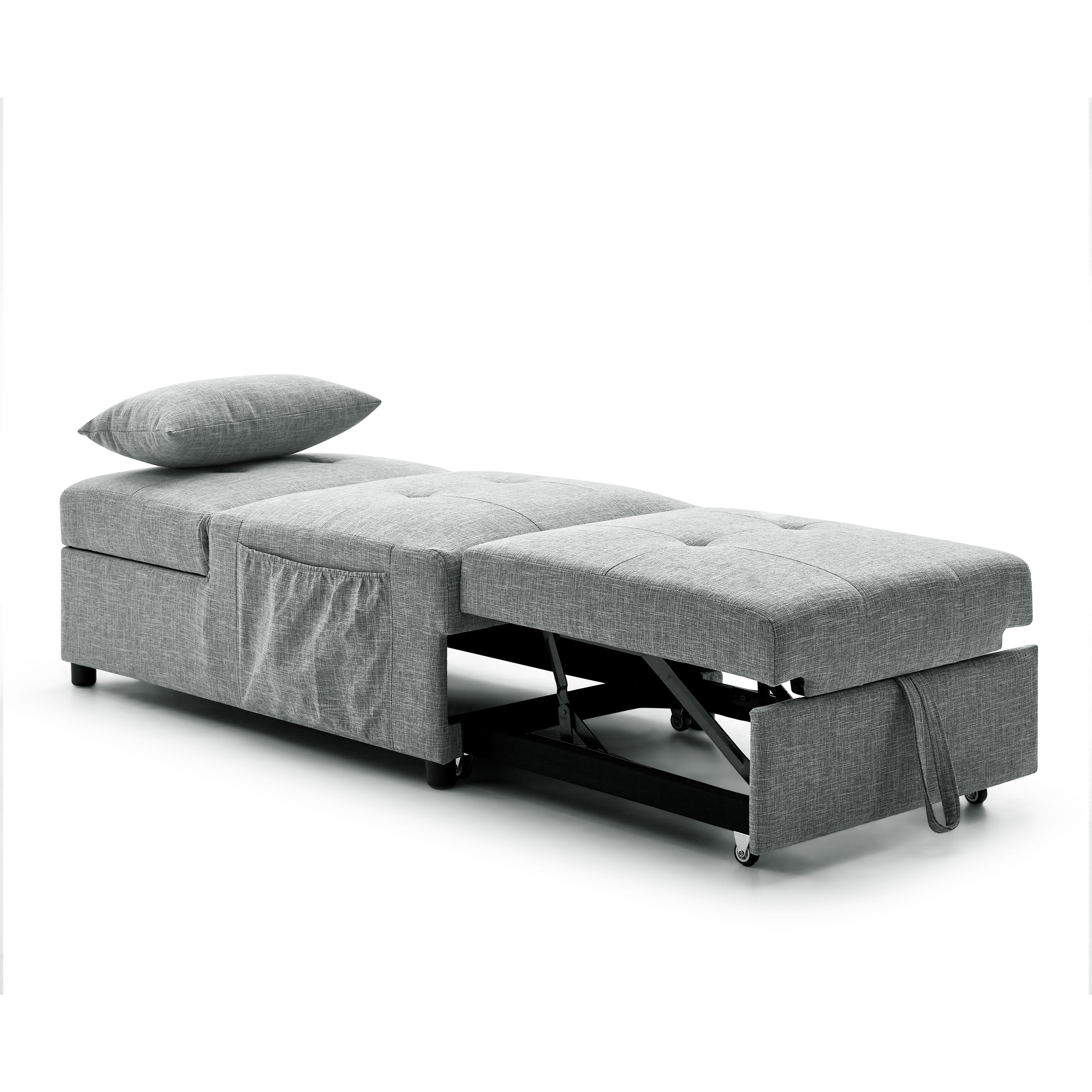 Kerry 1 Seater Sofa Bed in Grey Fabric