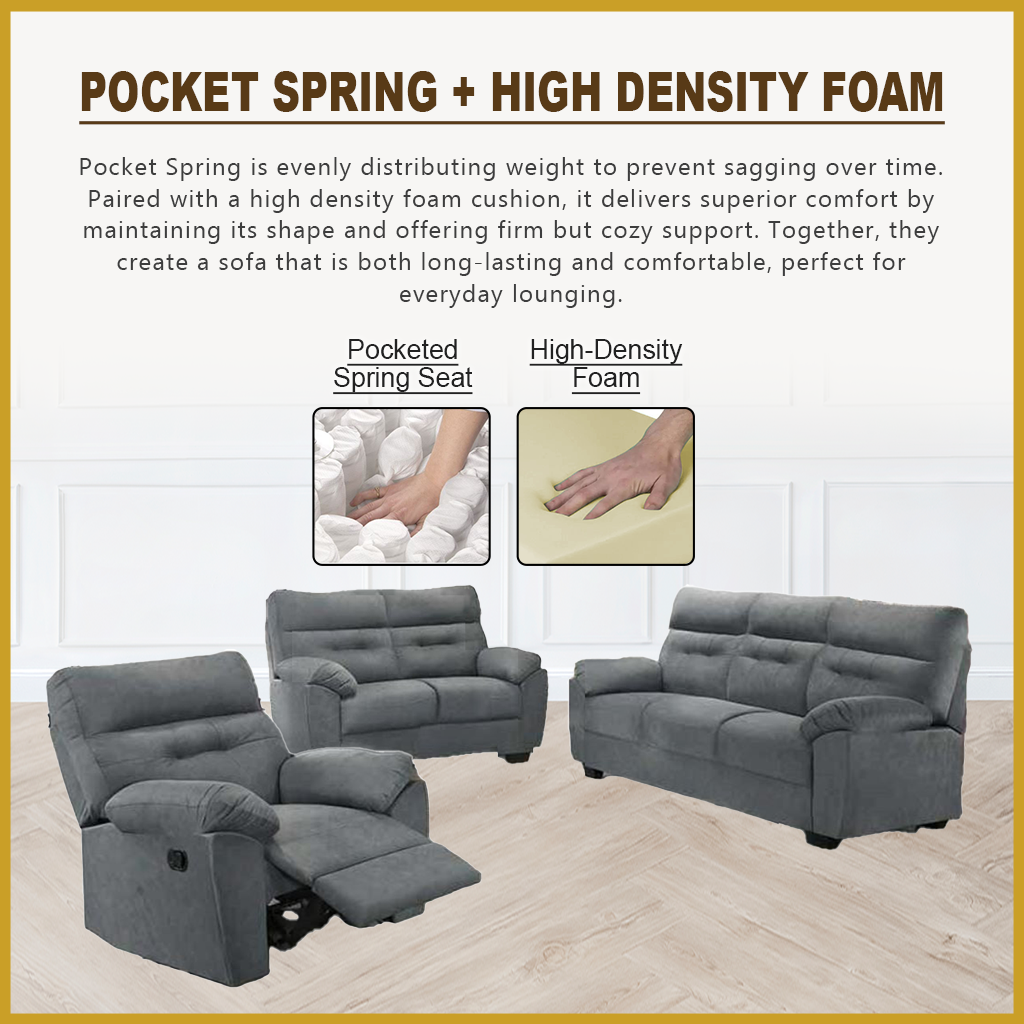 Kevin Recliner Sofa in 34 Colour - w/ PetFriendly Fabric/Leather