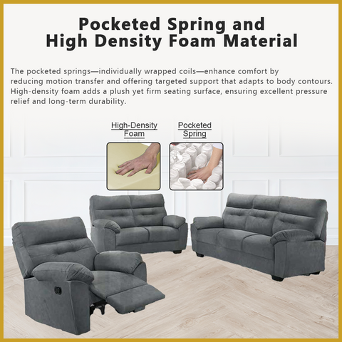 Image of Kevin Recliner Sofa in 34 Colour - w/ PetFriendly Fabric/Leather