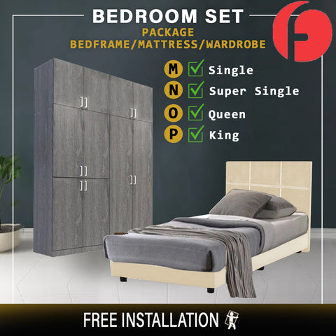 Image of Toluca Bedroom Set Series 6 Includes Wardrobe/Bed Frame/Mattress - All Sizes Available