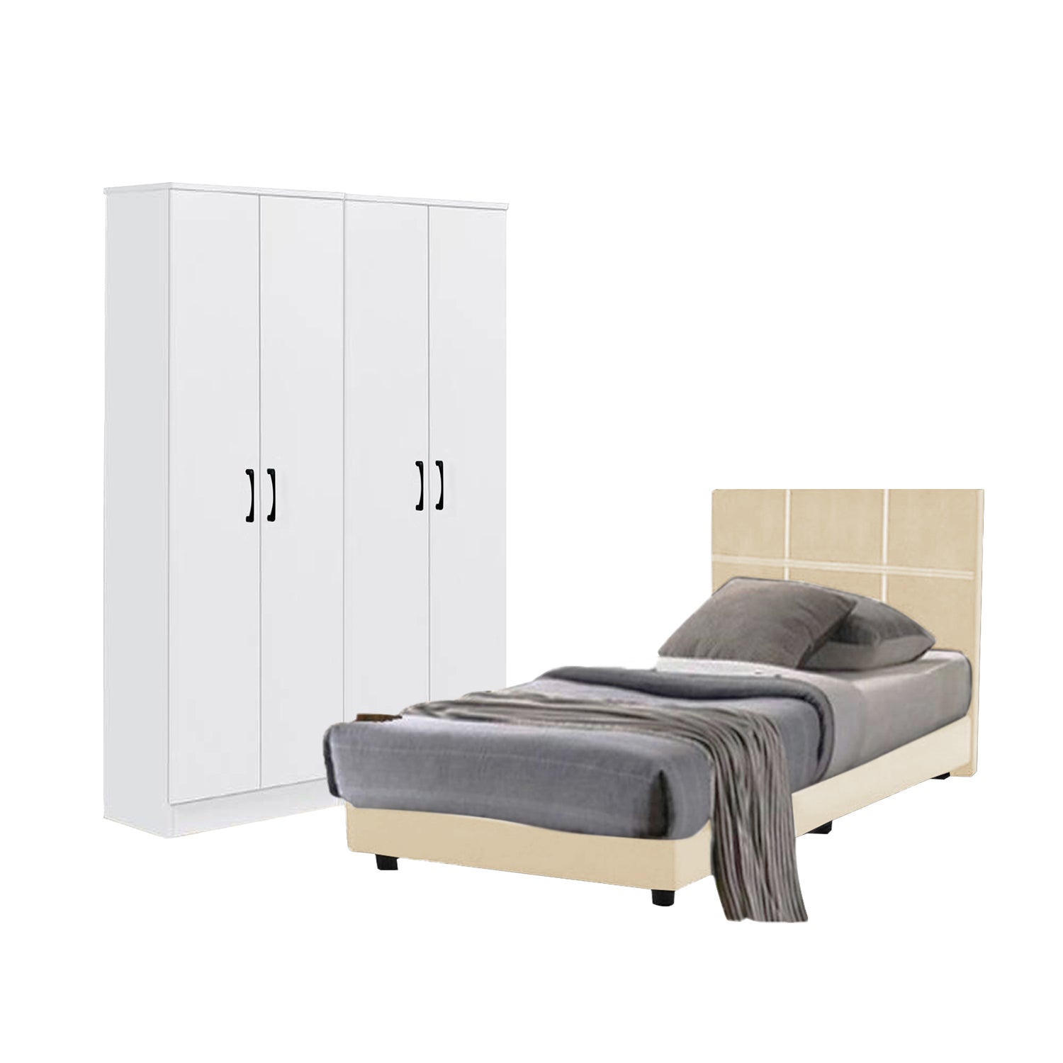 Toluca Bedroom Set Series 8 Includes Wardrobe/Bed Frame/Mattress In Queen And King Size.Free Installation