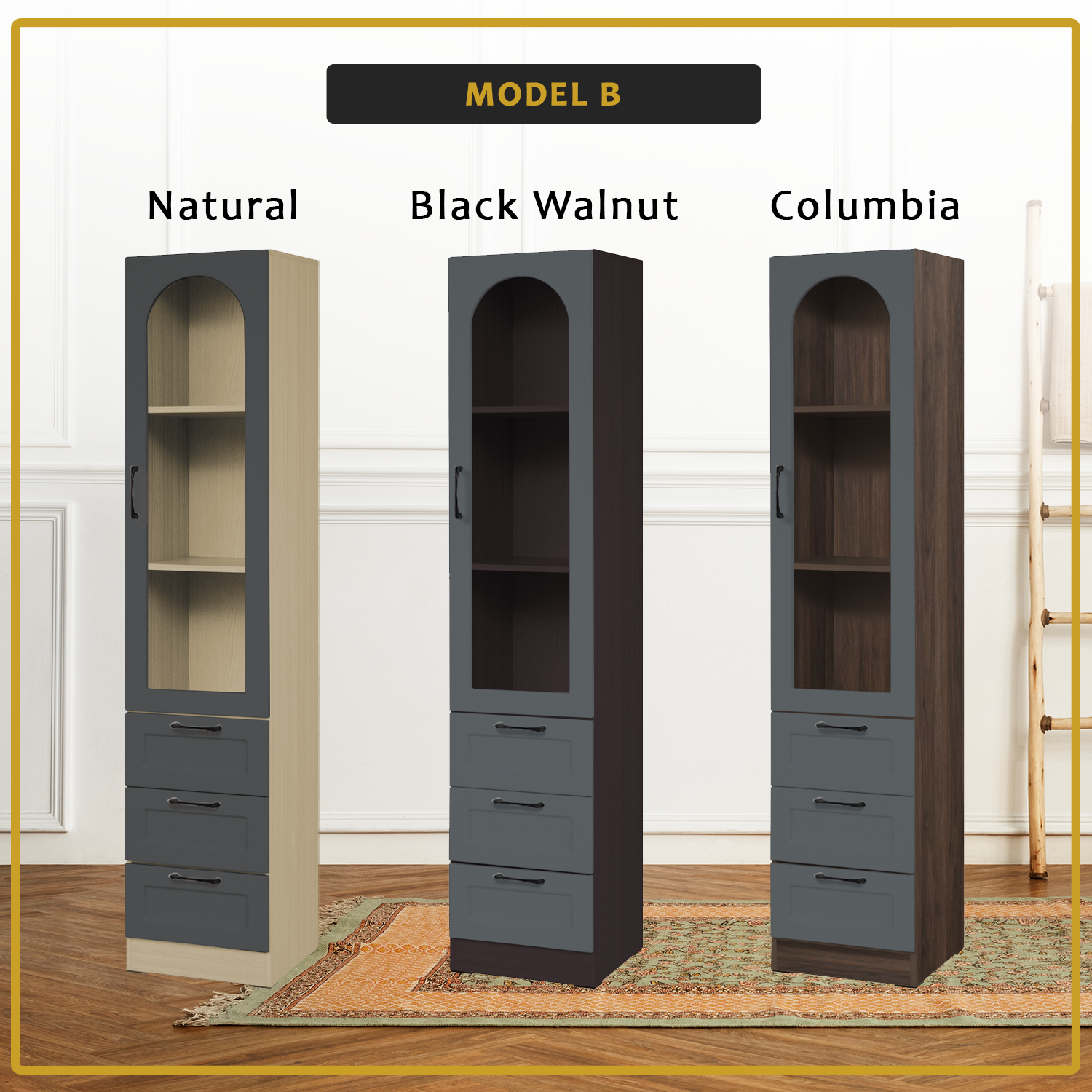 Judy Series Open Shelves Display Cabinet Bookshelf Storage in 3 Colours