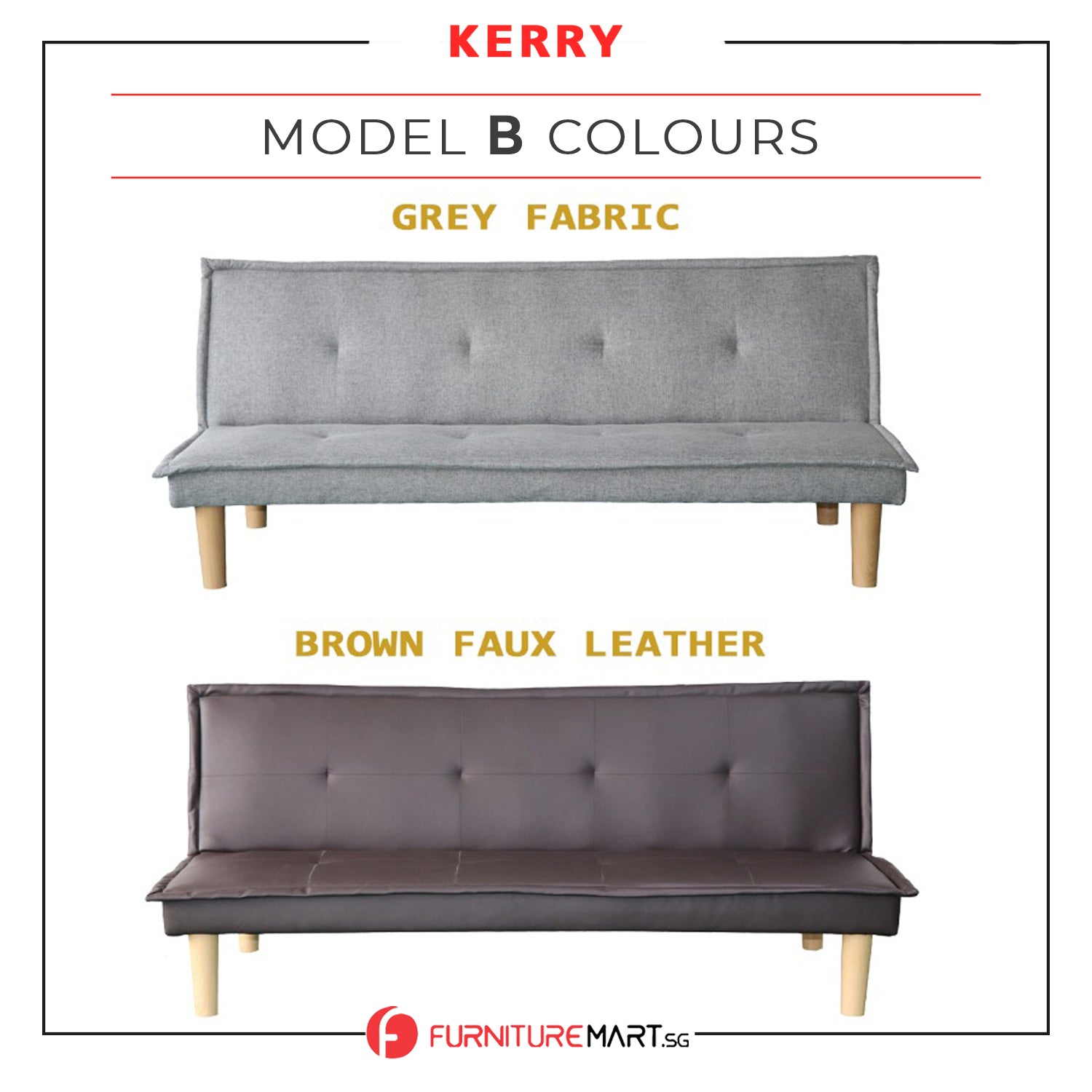 Kerry Fabric and Faux Leather Sofa Bed 3 Models Available