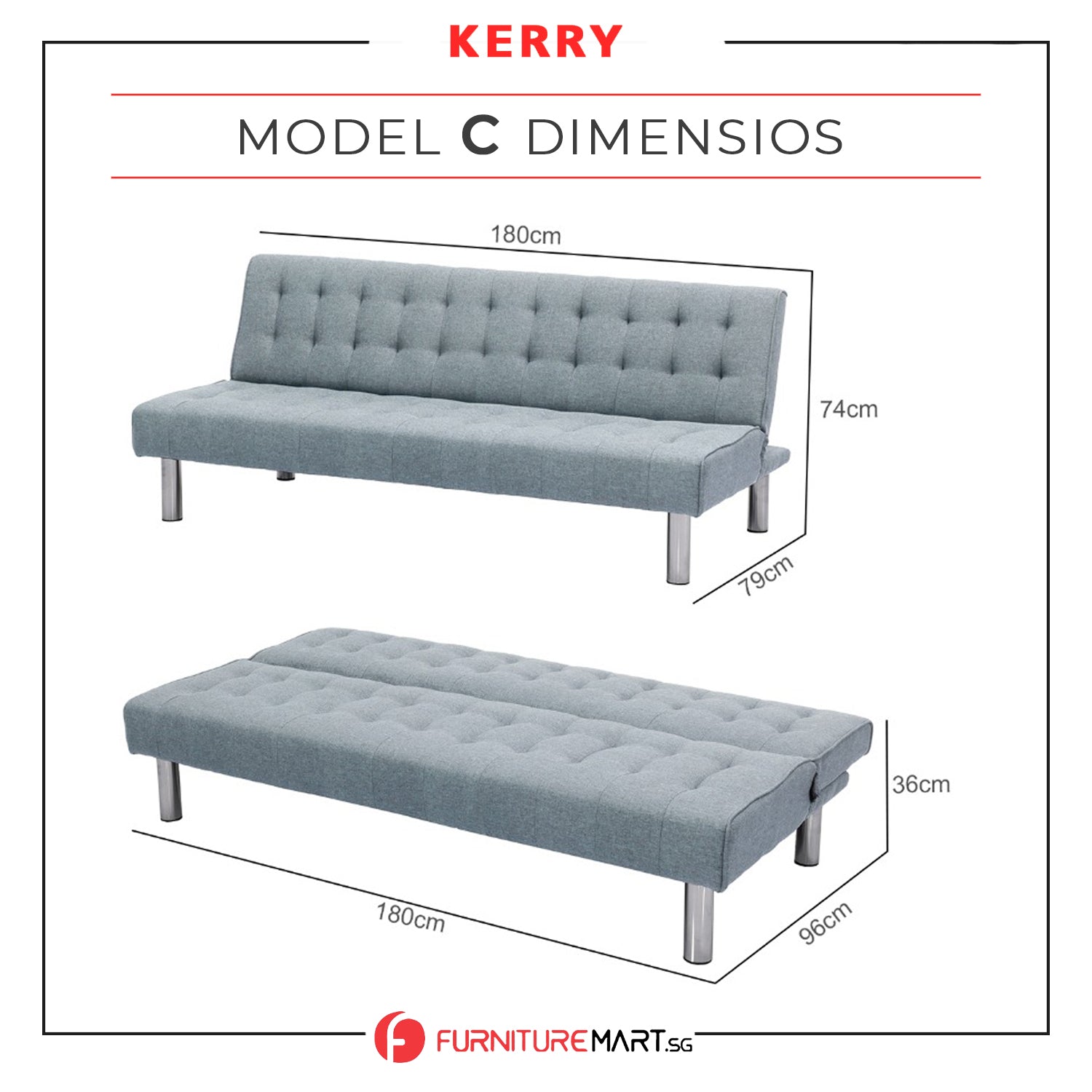 Kerry Fabric and Faux Leather Sofa Bed 3 Models Available