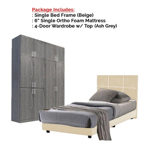 Toluca Bedroom Set Series 6 Includes Wardrobe/Bed Frame/Mattress - All Sizes Available