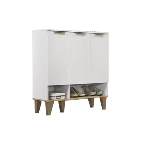 Image of Peony Shoe Cabinet in 3-Door 4 Layers Shelves in White Colour