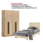 Toluca Bedroom Set Series 7 Includes Wardrobe/Bed Frame/Mattress In Single And Super Single Size.Free Installation