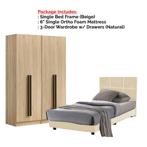 Toluca Bedroom Set Series 7 Includes Wardrobe/Bed Frame/Mattress In Single And Super Single Size.Free Installation