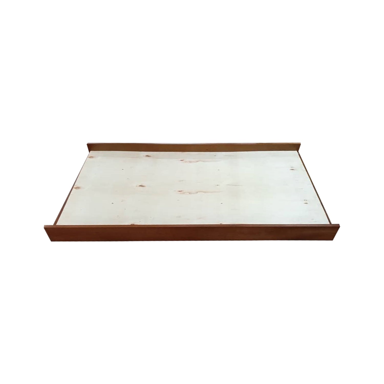 Fisla Solid Rubberwood Bed Frame Flat Plywood Base with Pull-out Bed in Single Mahogany Color w/ Mattress Option