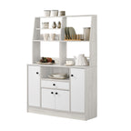 Hallie Series Modular Kitchen Cabinet Melamine Panel Top with Hanging Cabinet in Brown & Natural Color.