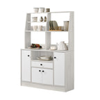 Hallie Series Modular Kitchen Cabinet Melamine Panel Top with Hanging Cabinet in Brown & Natural Color.