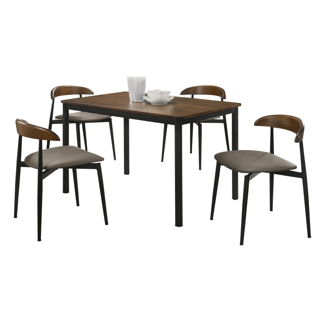 Markim 4/6 Seater Dining Set w/ Table and Chair RubberWood + Metal Legs in 2 Colours