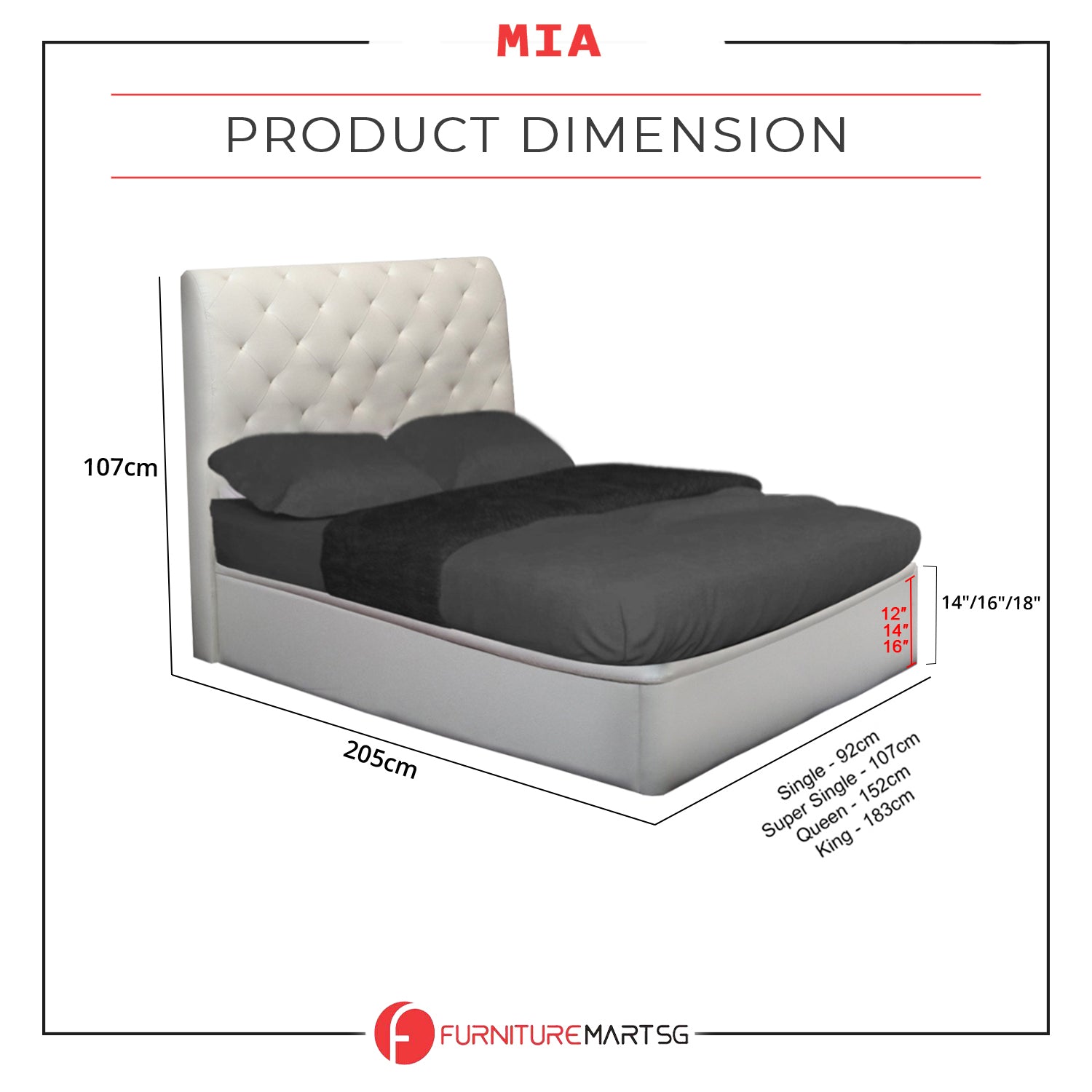 Diomire Mia 14"/16"/18" SBD Storage Bed Pet Friendly Fabric 16 Colors w/ Mattress Add-On