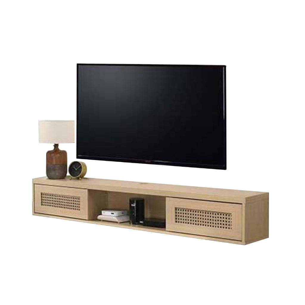 Sombra Model B Floating TV Console Wall Mounted in Natural Color