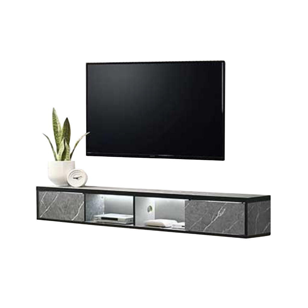 Sombra Model D Floating TV Console Wall Mounted in Black Colour