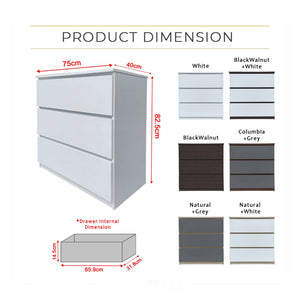 Pachuca Series 2 Premium Chest of 3/4 Drawers Collection Full Laminated Back Panel in 6 Colours