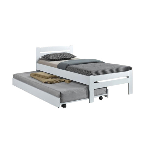 Image of Marla Solid Rubberwood Bed Frame Flat Plywood Base with Pull-out Bed w/ Mattress Option