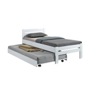 Marla Solid Rubberwood Bed Frame Flat Plywood Base with Pull-out Bed w/ Mattress Option