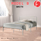 Leemi King Size Metal Bed Frame in White Colour with Mattress Option