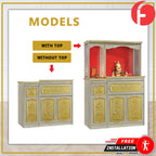 Dorian Oriental Altar Table with Top Altar Cabinet Fire Resistant Altar Cabinet