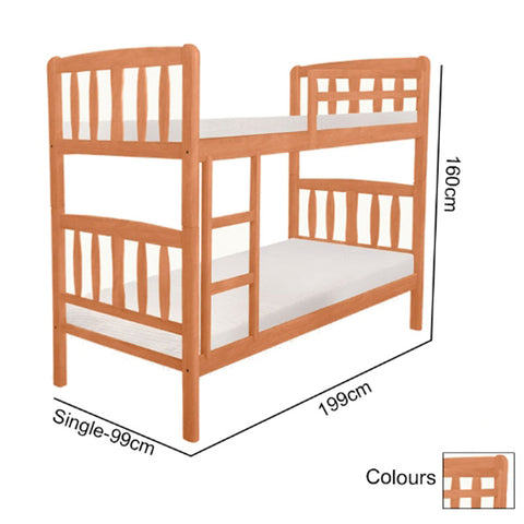 Image of Stella Series11 Solid Mahogany Wood Bunk Bed with Pull-Out Add On Option Single Size