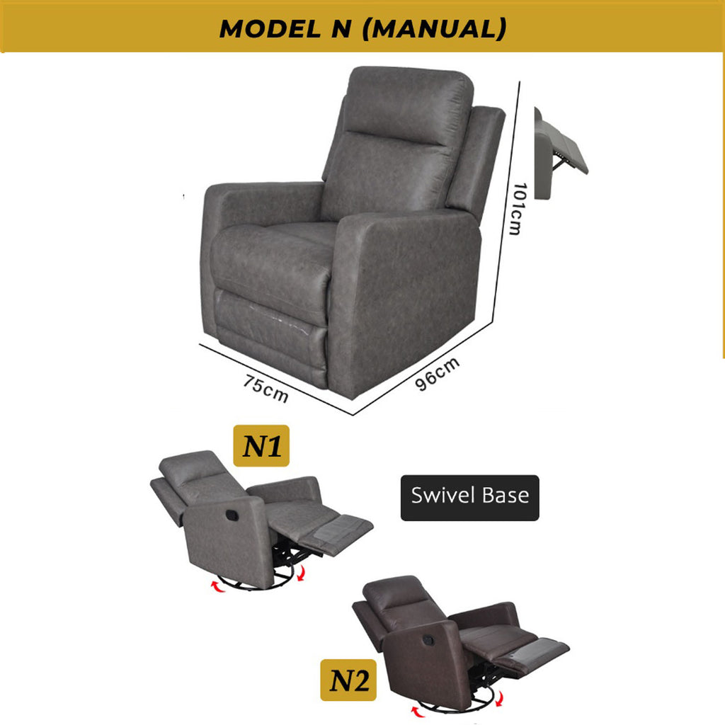 Scarlet Model N Premium Single Sofa Manual Recliner