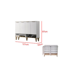 Peony Shoe Cabinet in 4-Door 4 Layers Shelves in White Colour