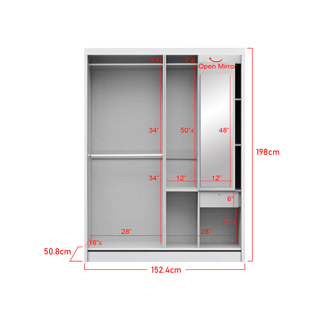 Kenzo Series 13 Sliding Door Wardrobe in White Wash
