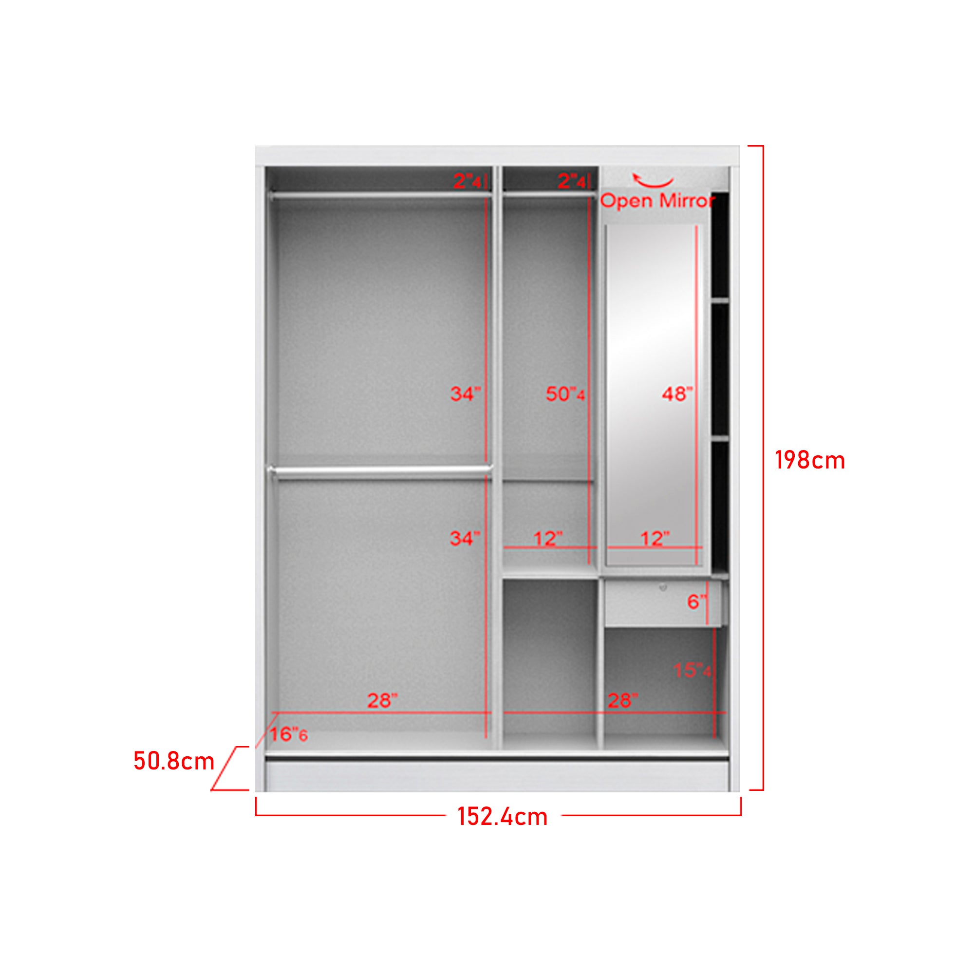 Kenzo Series 13 Sliding Door Wardrobe in White Wash