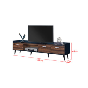 Duisburg Series 16 Wood TV Console Cabinet In Dark Blue + Walnut