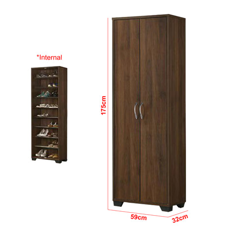 Image of Howzer Series 14 Tall Shoe Cabinet Collection in Walnut Colour