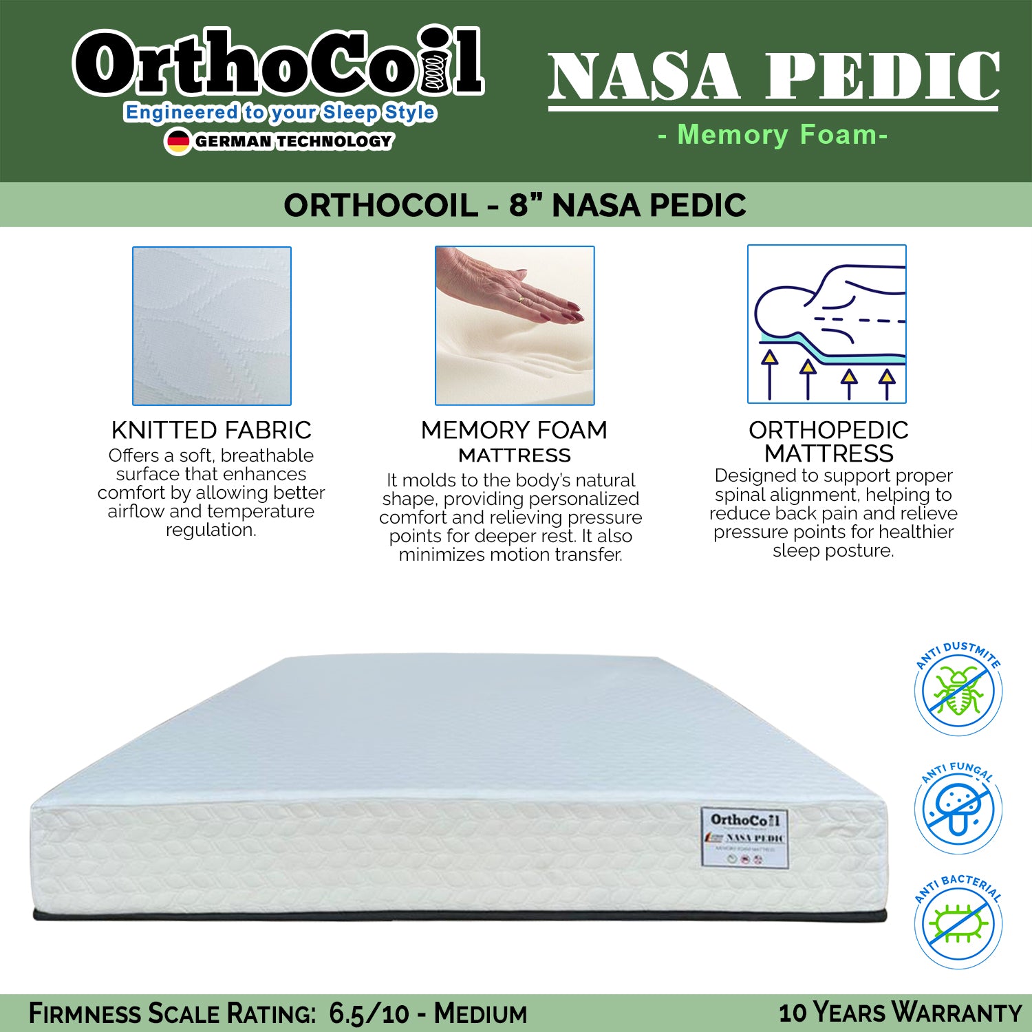 Ollie Fabric Divan Bed Frame With 8" Orthocoil Nasa Pedic Mattress - All Sizes Available
