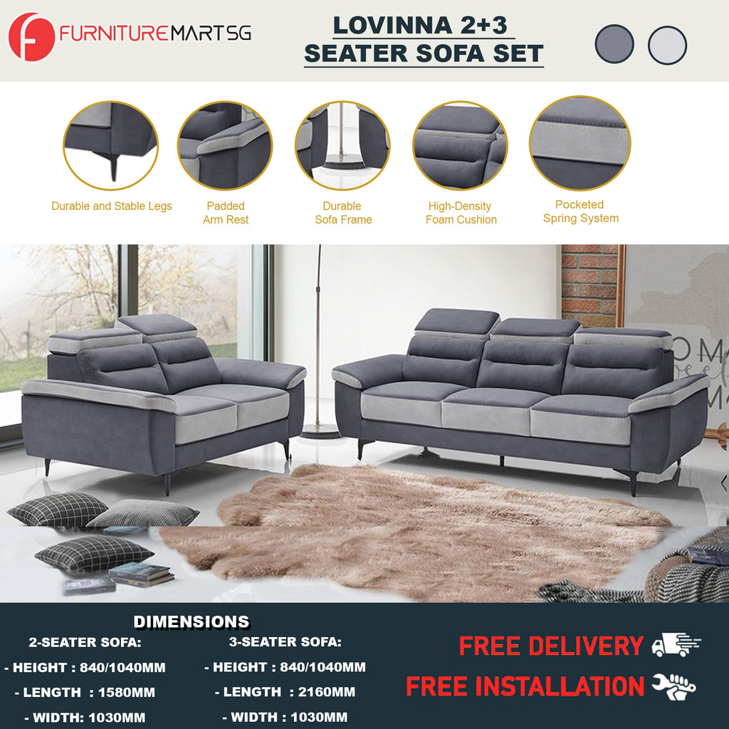 Lovinna 2-Seater and 3-Seater Sofa Pet Pocketed Spring System