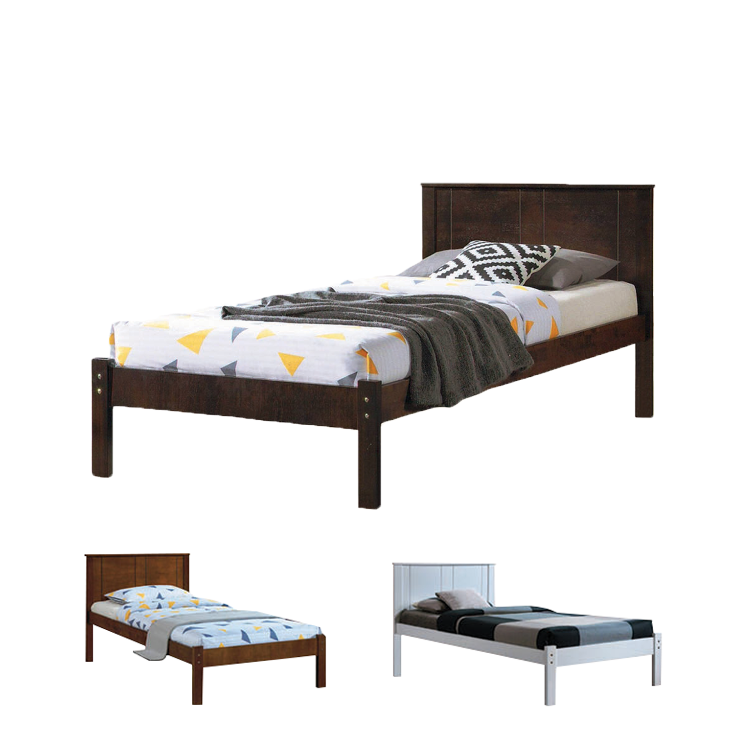 Ethan Single Pull-Out Bedframe MDF + Veneer Solid Wood Slatted Base  - w/ Mattress Option