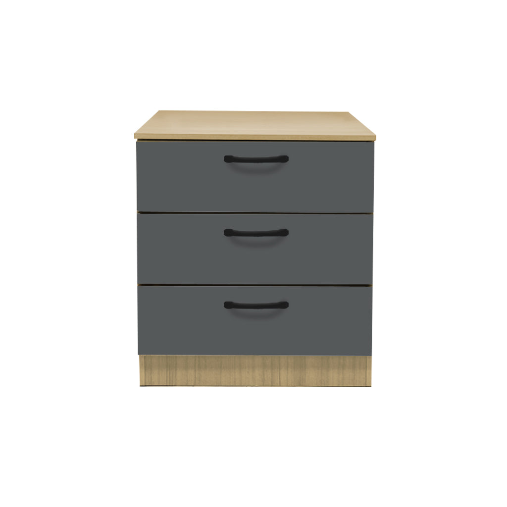 Cocon Premium Bedside Table 3-Drawer Full Laminated Back Panel in 6 Colours
