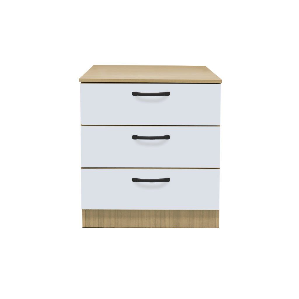 Cocon Premium Bedside Table 3-Drawer Full Laminated Back Panel in 6 Colours