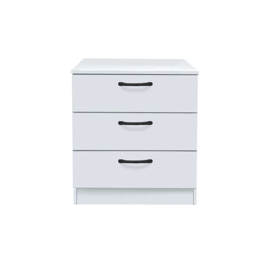 Cocon Premium Bedside Table 3-Drawer Full Laminated Back Panel in 6 Colours