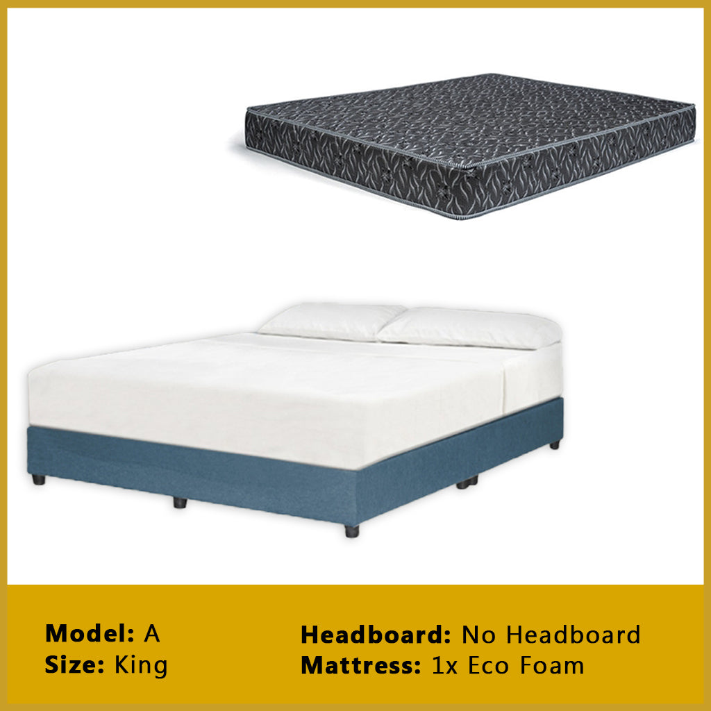 Gracie Divan Bed Frame with Foam Padded Headboard w/ Mattress - All Sizes Available