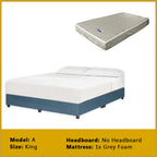 Gracie Divan Bed Frame with Foam Padded Headboard w/ Mattress - All Sizes Available